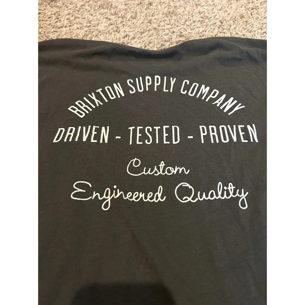 Brixton Supply Company Mens XXL Long Sleeve Pocket T-Shirt Black Graphic Tee‎